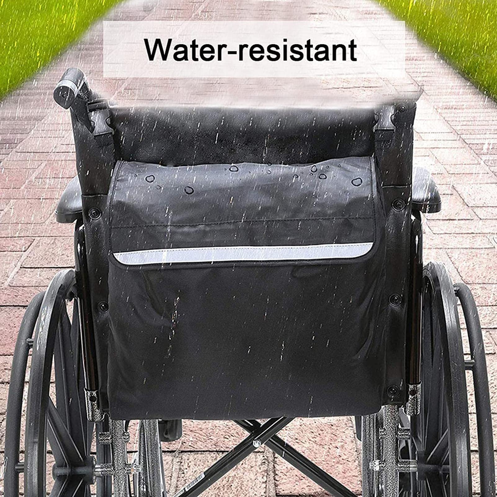 Bolsa Universal para Silla De Ruedas, Mochila Multifunción para Scooter De Movilidad con Rayas Reflectantes, para La Mayoría De Las Sillas De Ruedas, Scooters, Andadores, Andadores