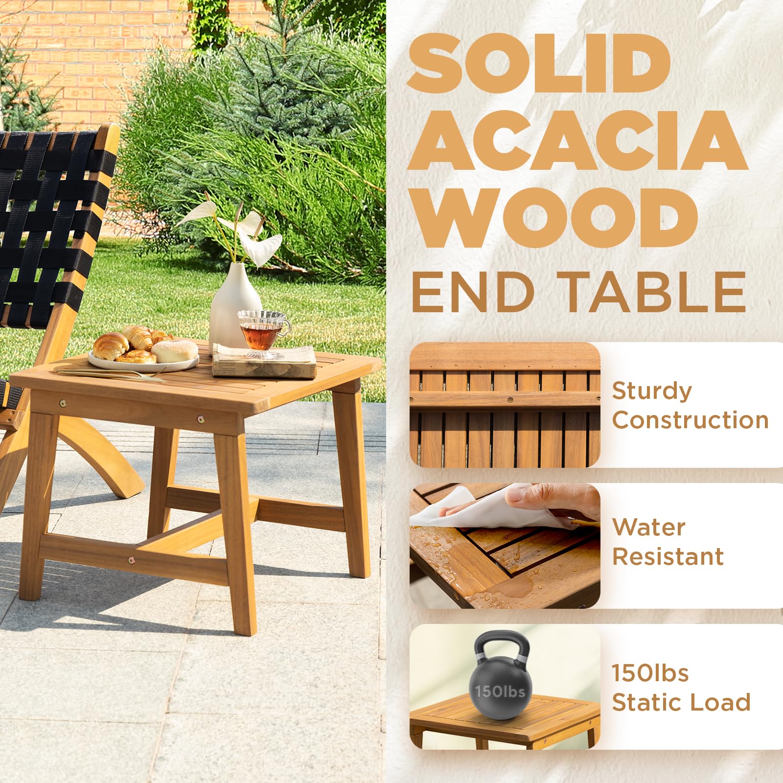 Juego de 5 piezas de bistró de patio con diseño reclinable plegable y resistente, capacidad de 400 libras, con otomanas para exteriores 3
