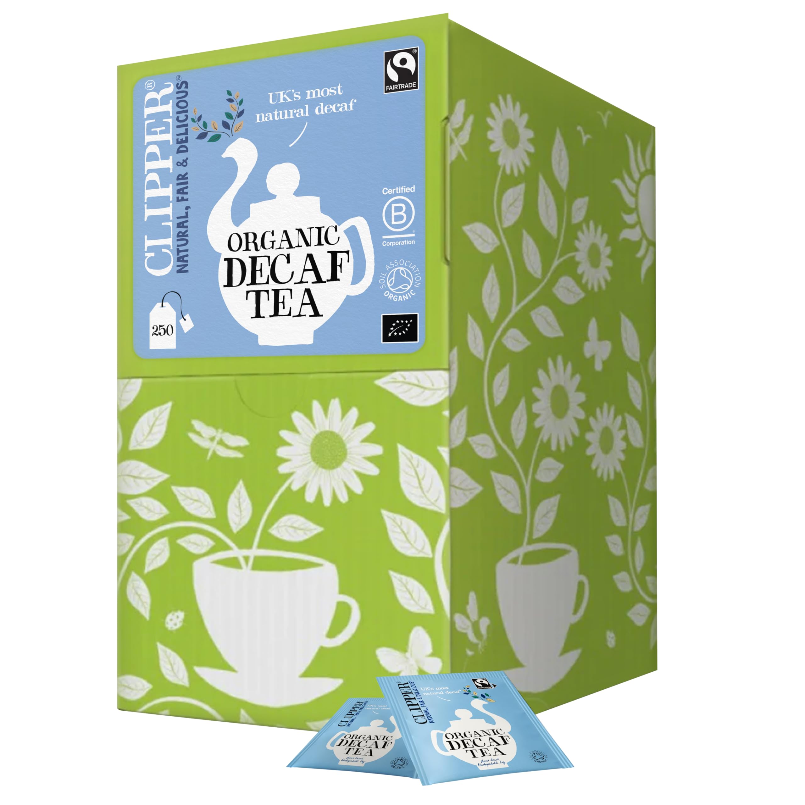 Clipper Tea, Organic Decaf, Plant-Based, Decaffeinated Black Tea, Great Over Ice, 250 Tea Bags