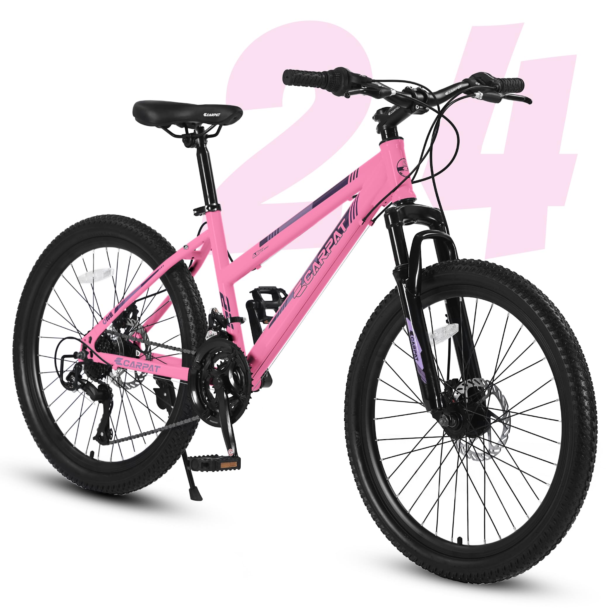 24 26 Inch Mountain Bike Dual/Front Suspension, 21 Speeds Steel Frame Women Girls Bike, Adult and Teens Sport Bicycle for School Work Short Trip Camping, Summer Gift for Girls and Women
