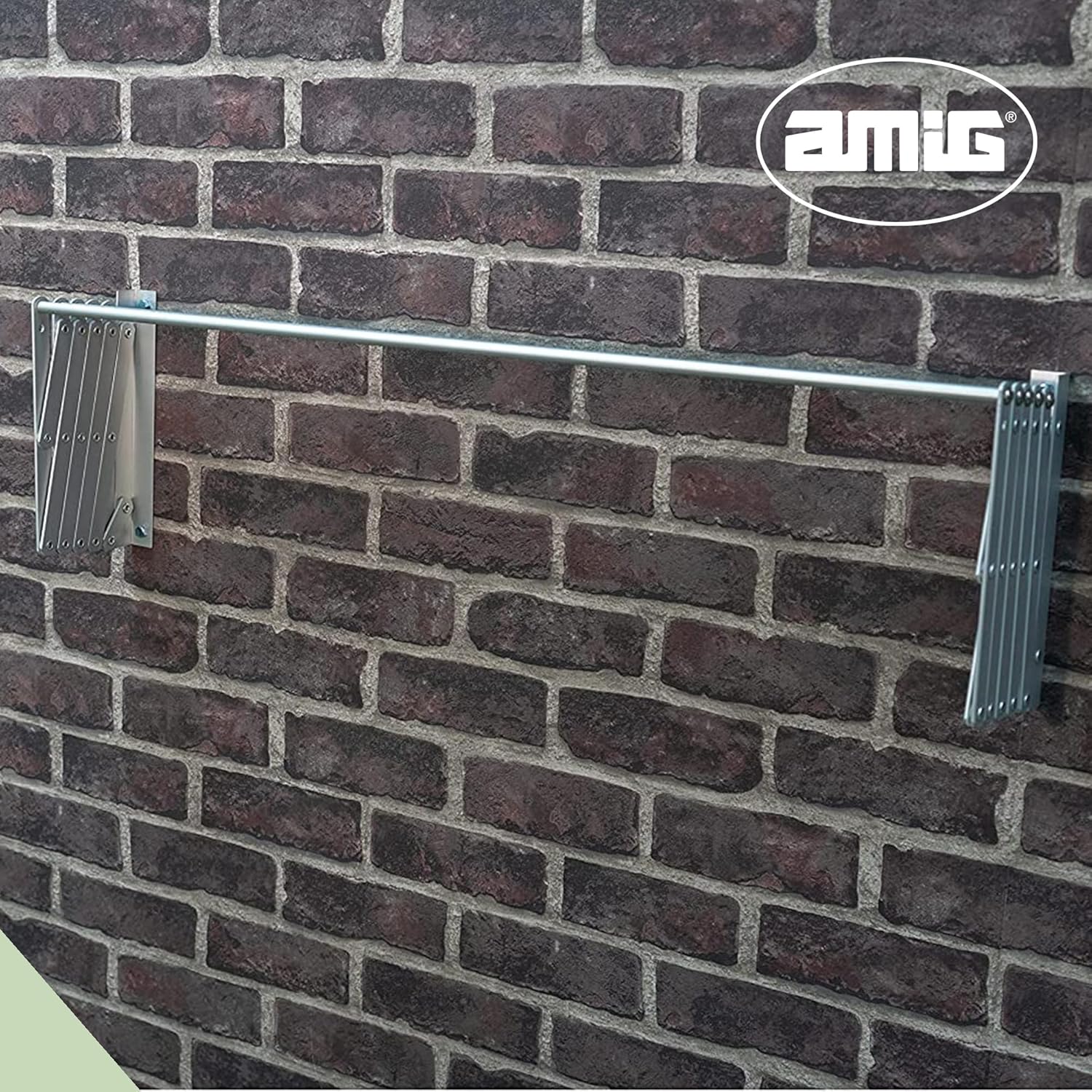 Amig - Extendable Wall Clothes Airer | Made of High-Strength Aluminium | Stainless Steel Surface | Dimensions: 80 x 14 x 3 cm | Foldable Clothes Airer | Outdoor Clothes Airer