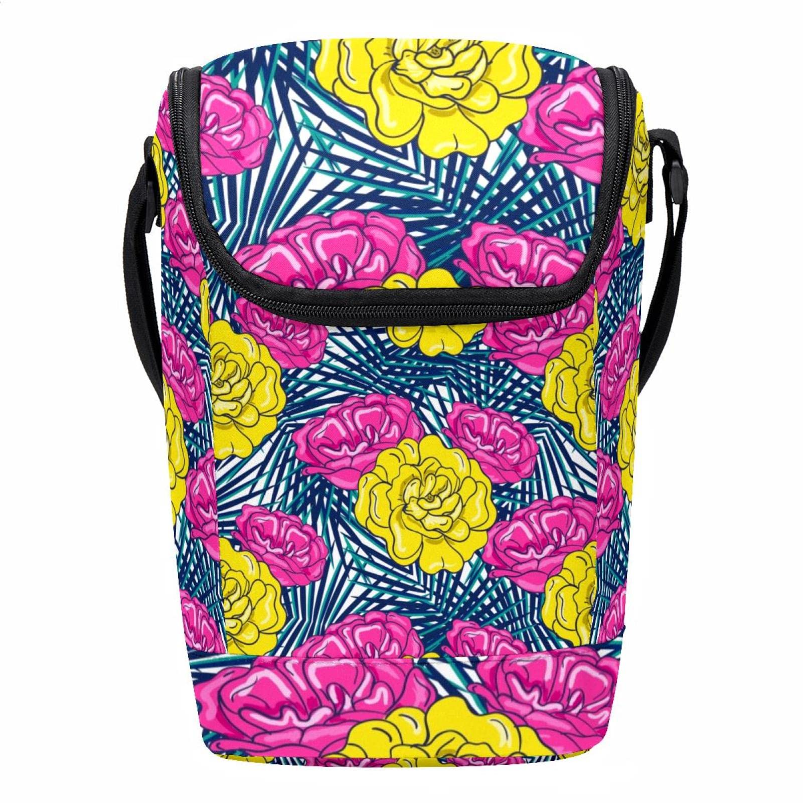 Bolsa de almuerzo con flores para llevar la comida al trabajo o de excursión familiar