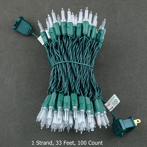 Miniatura 5 de YULETIME Luces LED de Navidad de color blanco frío, 33 pies, 100 unidades de espacio de 4 pulgadas, de una pieza, de alta resistencia al agua, con