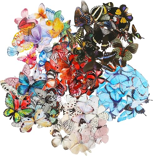 COMNICO 240 calcomanías de mariposa, impermeables, transparentes, coloridas, de resina, decorativas, para la naturaleza, álbumes de recortes, COMNICO 240 calcomanías de mariposa, impermeables, transparentes, coloridas, de resina, decorativas, para la naturaleza, álbumes de recortes,