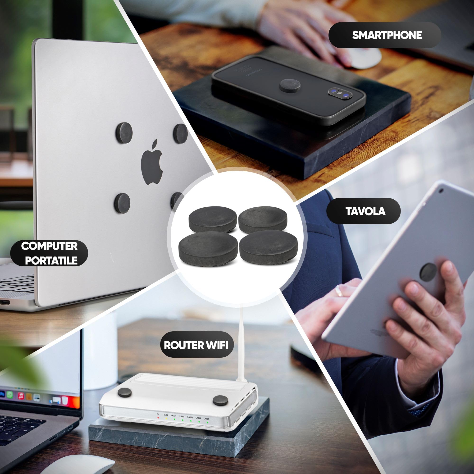 PURAJA Adesivo di shungite | Blocco EMF per telefoni cellulari, smartphone, tablet e laptop | Adesivo di shungite con certificato originale dalla Carelia