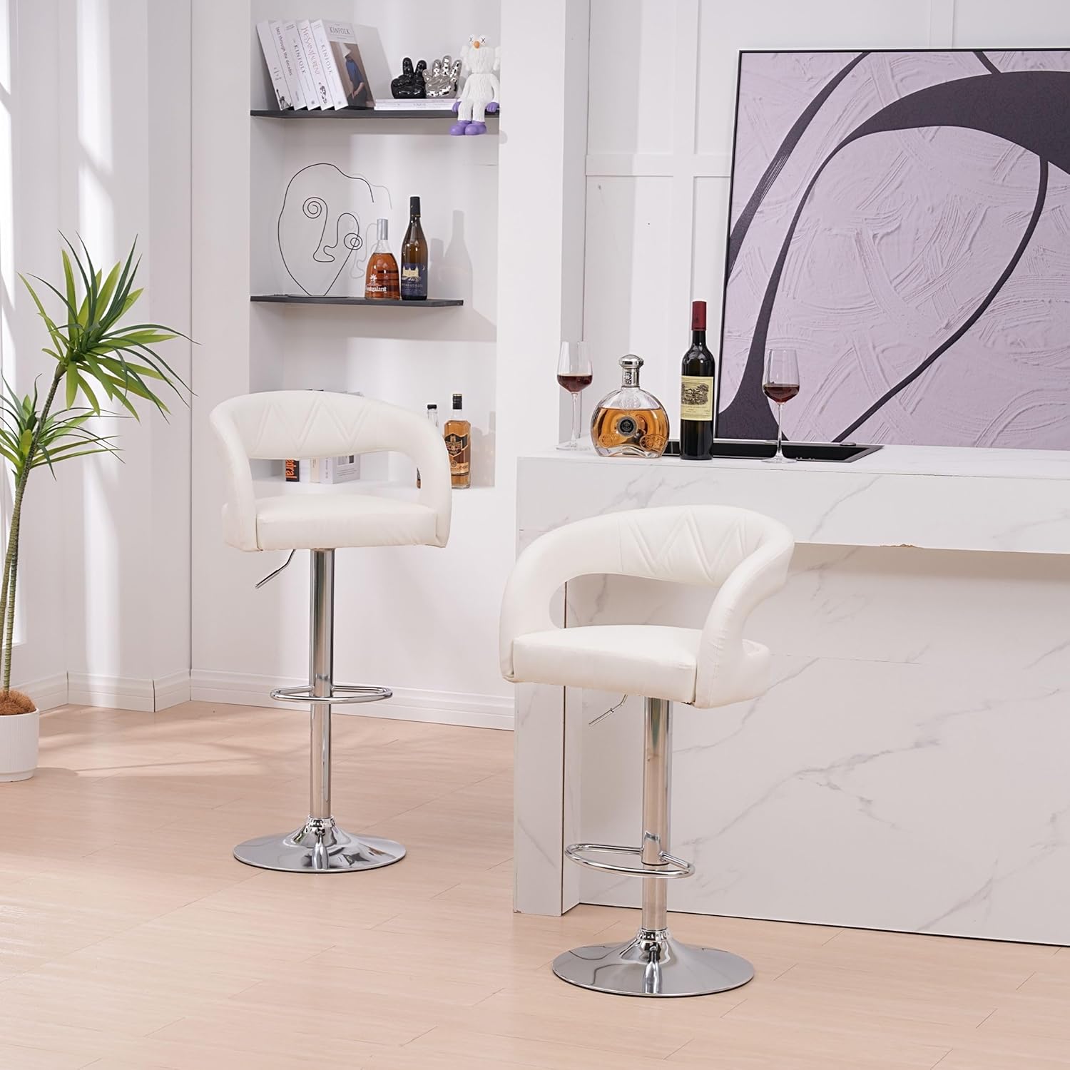 4脚セット カウンターチェアー バーチェア 白 ホワイト 椅子 ソフトレザー カウンターチェア4脚セット