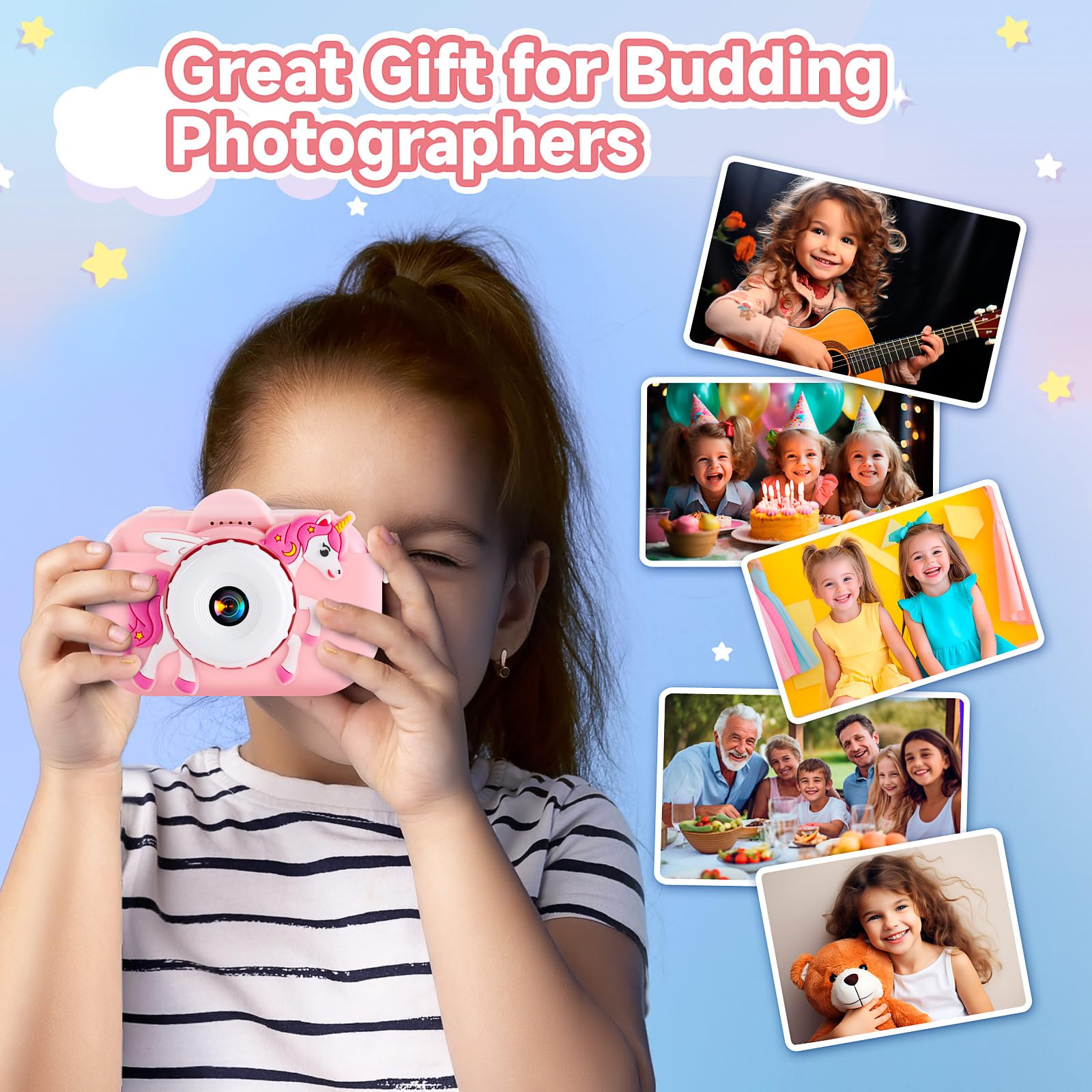 Kids Camera Digital Camera for Girls Age 3-8, 1080P Toddler Camera for Kids with 32GB SD Card, Toddler Girls Toys Age 6-8, Kid Toys for Ages 5-7