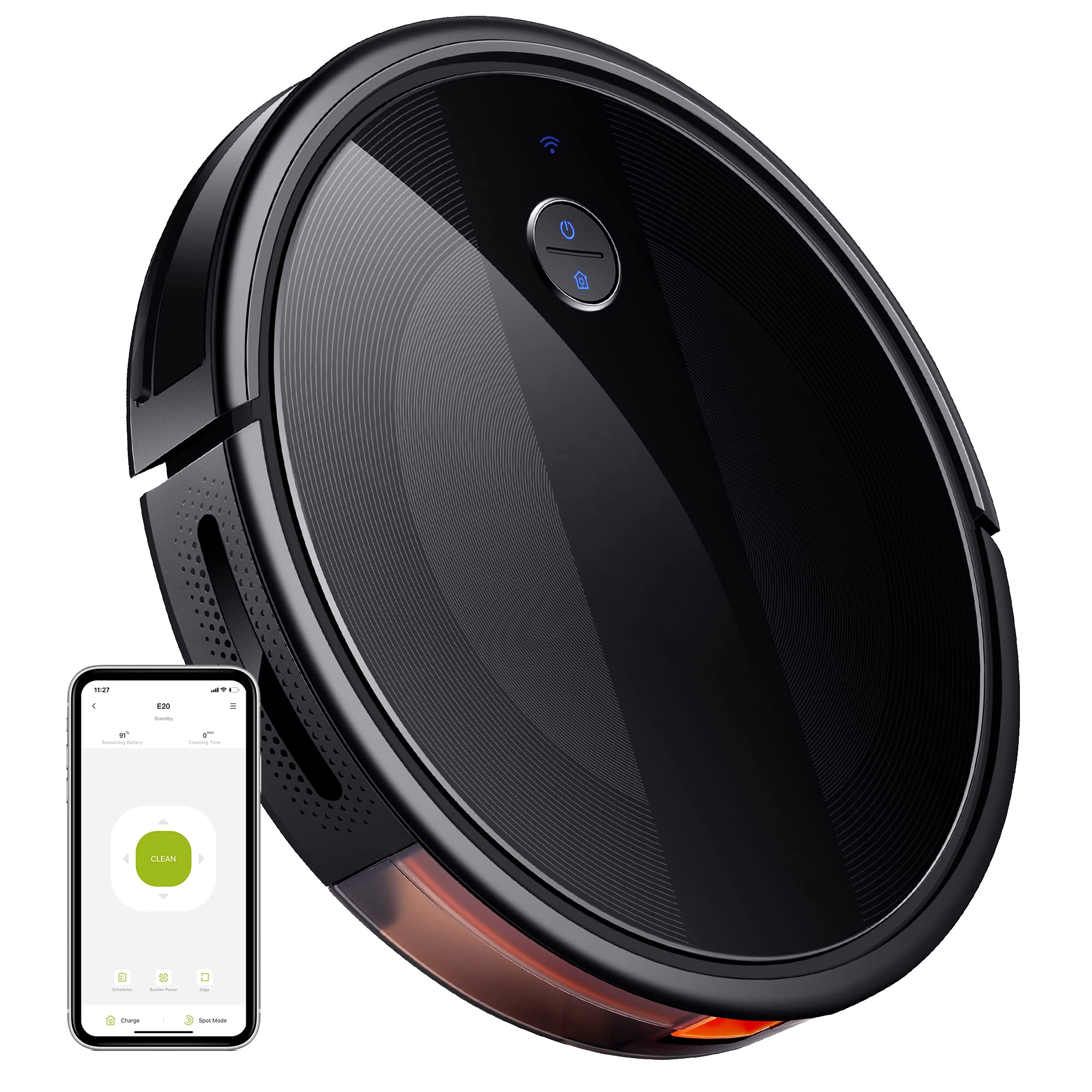 E20 Robot Vacuum Cleaner, Smart App 2000Pa Robotic Vacuum, Support Alexa & Wi-Fi, 150 min Runtime, Super Quiet, Ultra-Thi...