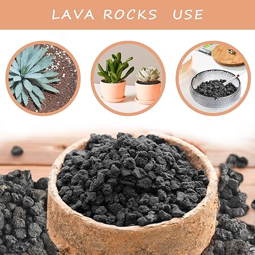 Miniatura 6 de Rocas de lava negra para plantas, 100% roca volcánica pura, sin tintes ni productos químicos, el mejor aderezo para plantas suculentas de cactus,