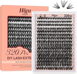 HG Individual Lashes 320PCS, Cluster Lashes D Curl Eyelash Clusters 40D 0.07mm 9-16mm Wispy Lash Clusters Natural Look Large Tray, DIY Lash Extensions at Home (40D 0.07D-9-16MIX)
