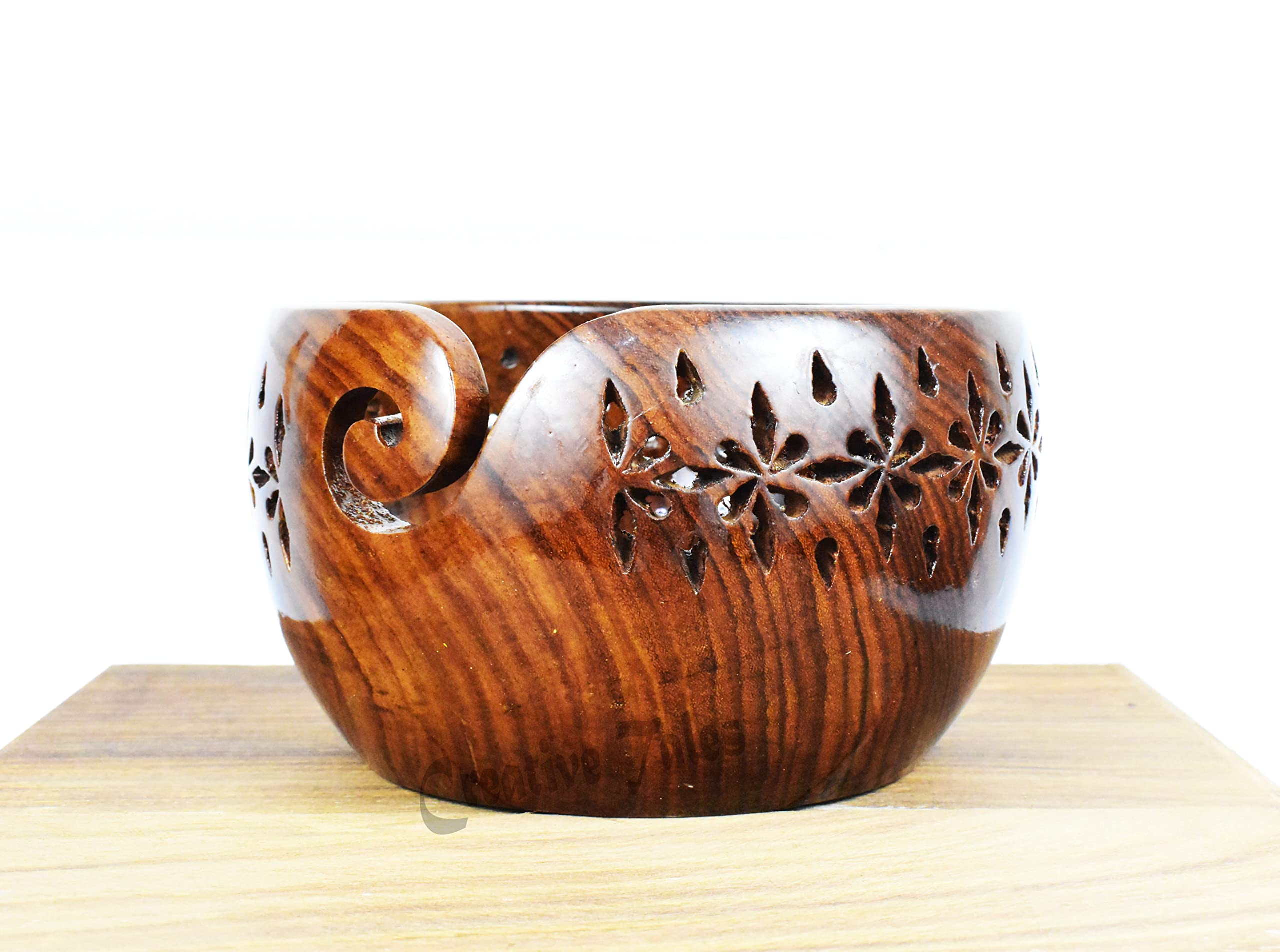 Wooden Yarn Bowl for Crocheting & Knitting 7
