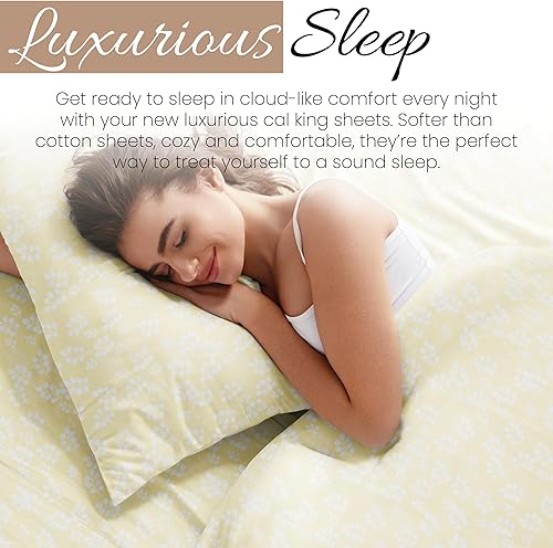 Miniatura 7 de Linen Market Juego de sábanas de 4 piezas California King (campo de trigo marfil). Duerme mejor que nunca con estas sábanas ultrasuaves y