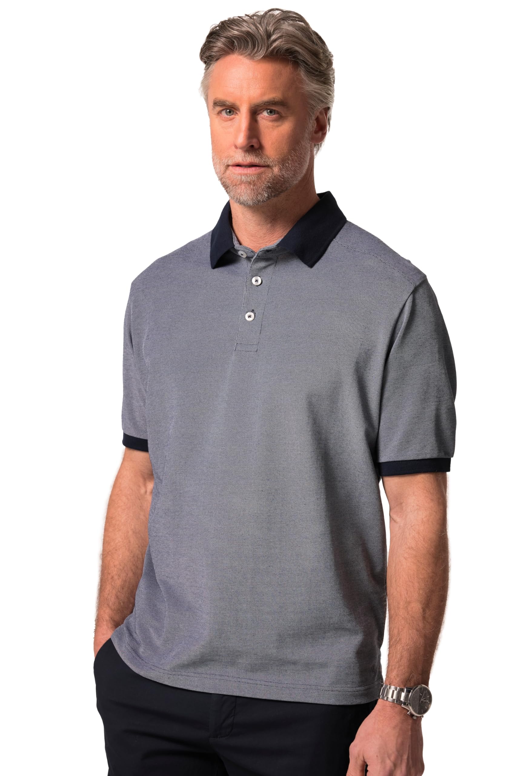 Boston Park Herren große Größen Übergrößen Menswear L-8XL Poloshirt, Halbarm, Twotone-Jersey 839899