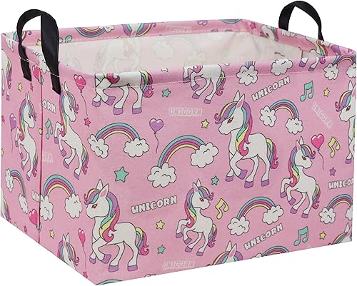 Miniatura 46 de Cesta rectangular de almacenamiento para niños con asas para el hogar, cocina, niños y niñas, lindo contenedor organizador de almacenamiento de