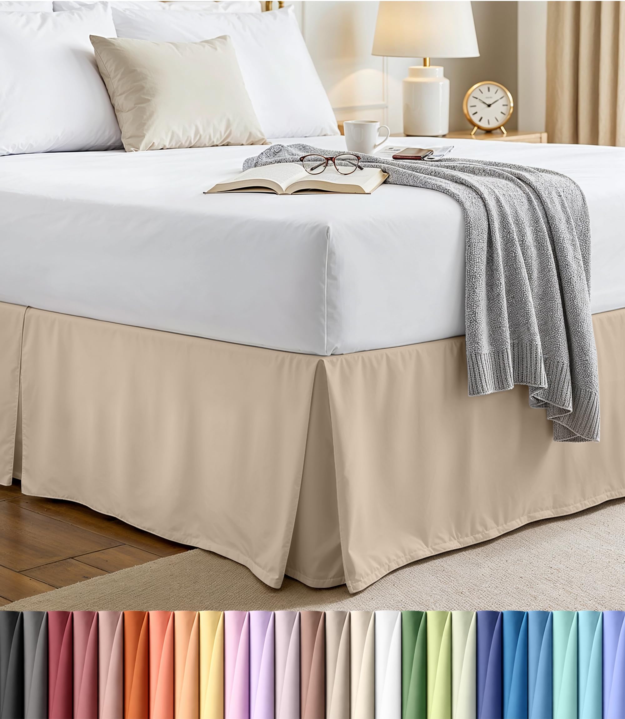 Utopia Bedding King Bed Skirt - Soft Quadruple Pleated Ruffle - Easy Fit with 16 Inch Tailored Drop - Hotel Quality, Shrinkage and Fade Resistant, Sand — image 1
