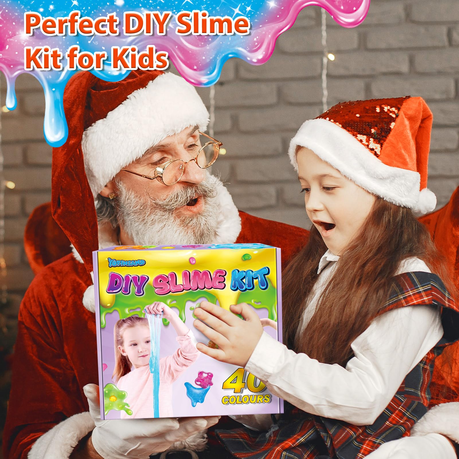YOPINSAND 40 Colori Fai da Te Slime Kit Slime Making per Ragazze, Crystal Clear Slime, Glow in the Dark Slime con Sfere di Schiuma Aggiuntive, Charms, Glitter, Giocattolo Regalo per Bambini