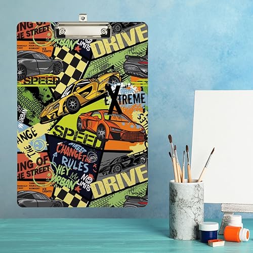 Miniatura 6 de Naanle Portapapeles para aulas, oficina, autos deportivos, portapapeles de plástico, tamaño A4, tamaño de letra estándar, 9 x 12.5 pulgadas, con