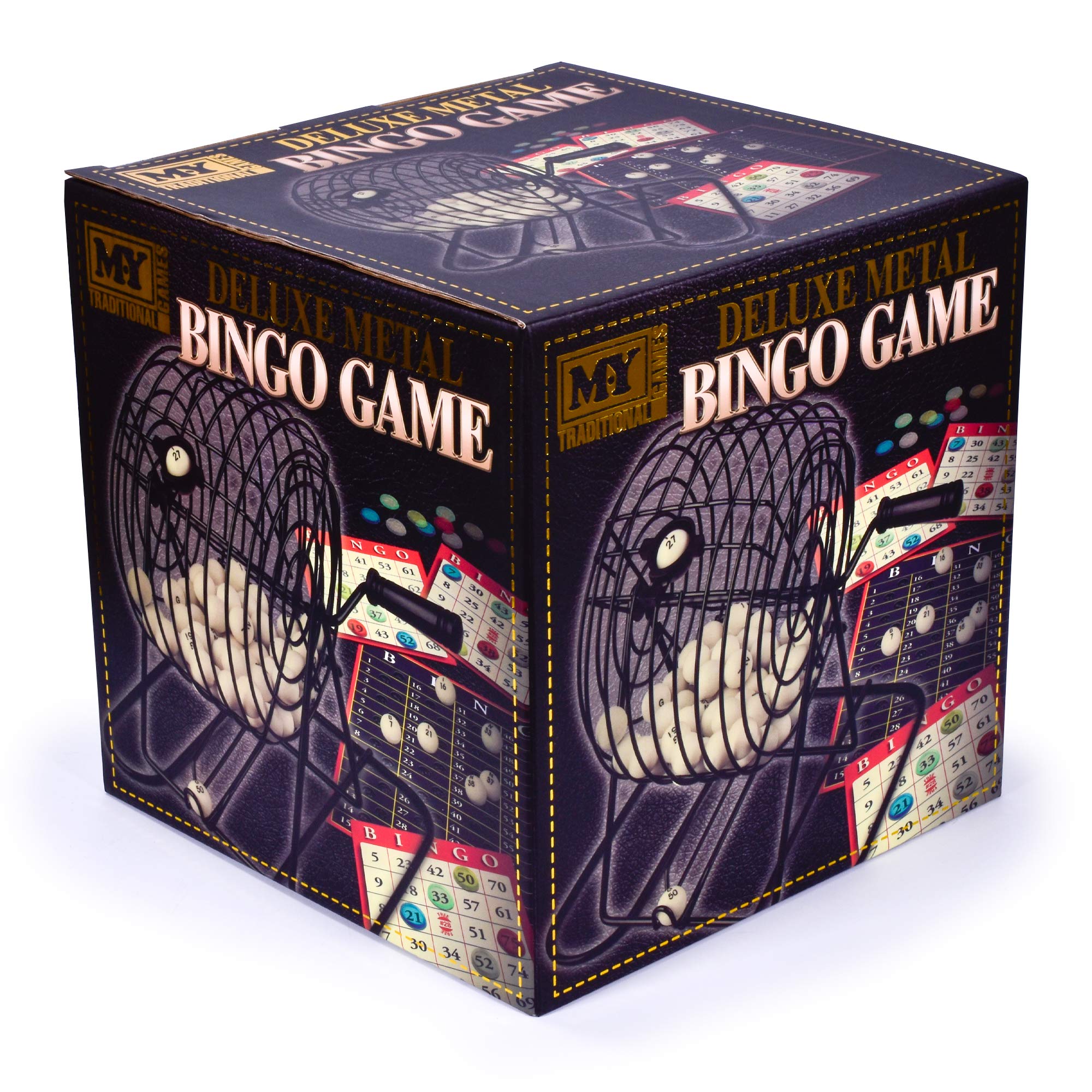 M.Y Deluxe Bingo-Spiel – komplett mit Bingo-Kugelspender, Bingo-Karten und Geschenkbox