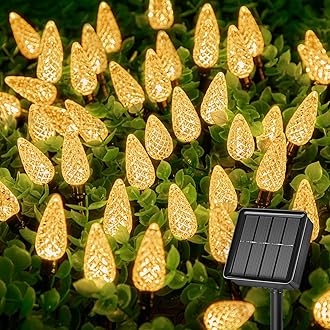 Brightown Solar Operated C6 Strawberry String Lights, 22.64ft 50 LEDs Warm White LED Christmas Fairy Lights, Solar Christmas Lights Outdoor, Christmas Decorations for Christmas Tree, Garden Decor