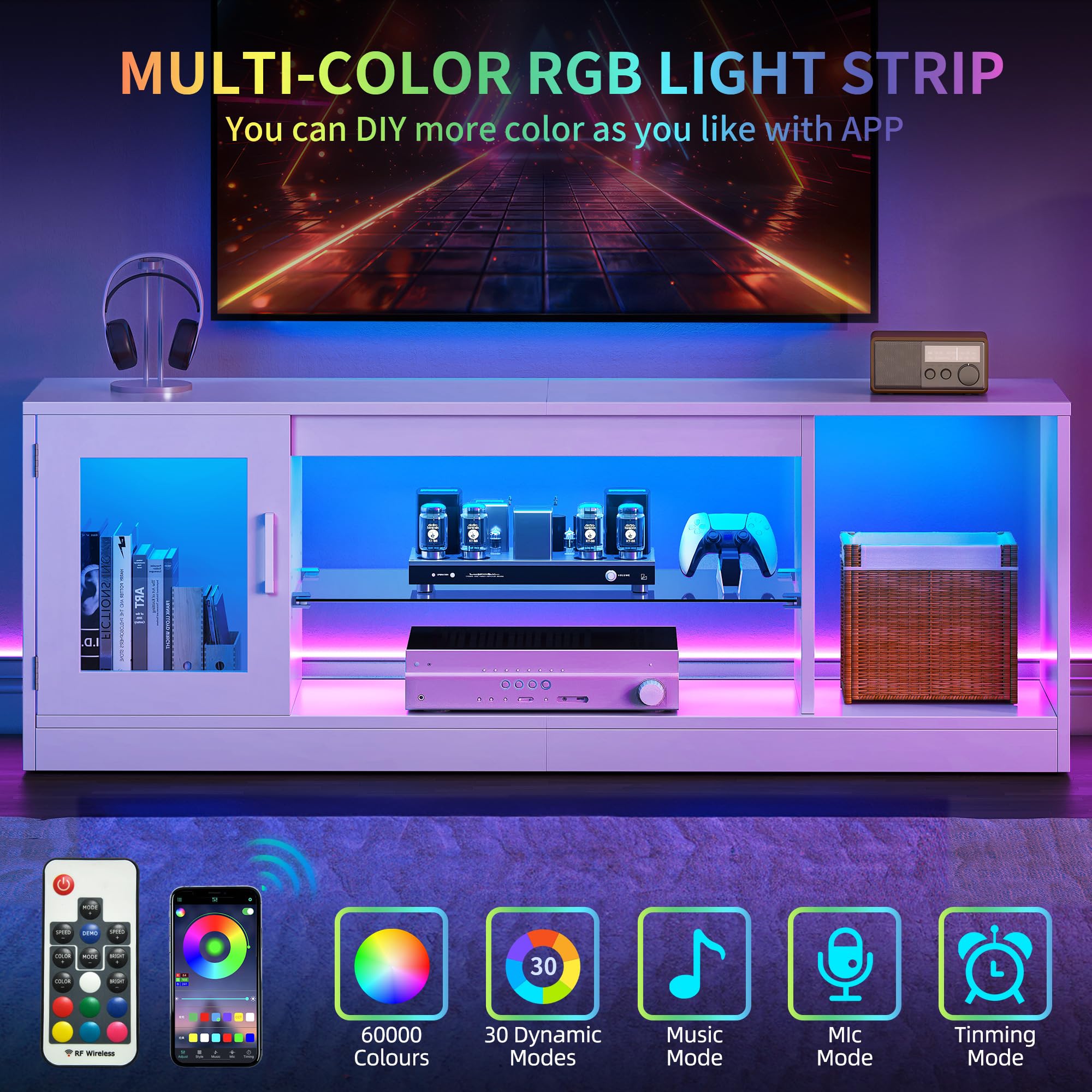 Scaffale TV YITAHOME 148 cm LED 7 Luci RGB - Dettaglio
