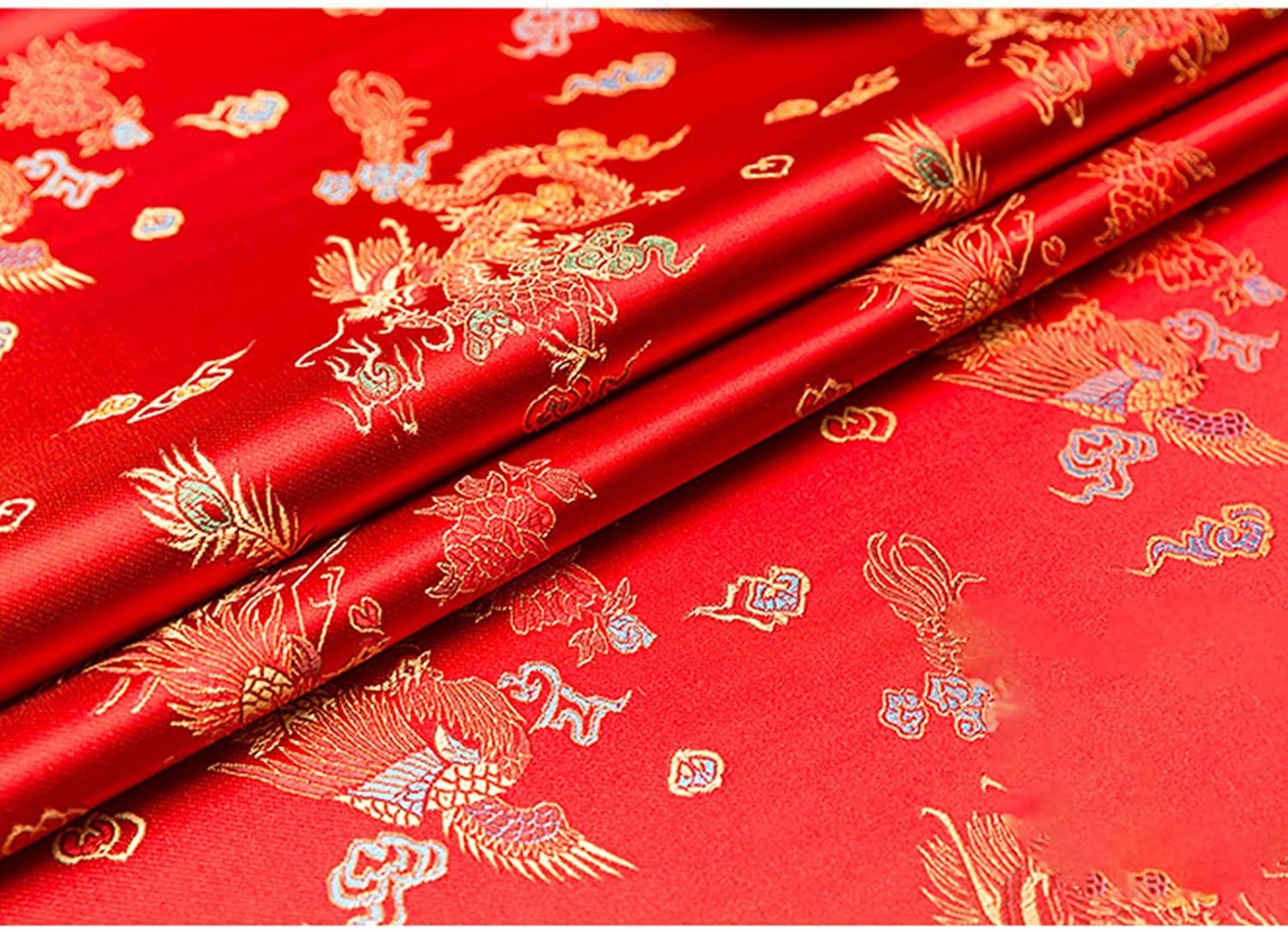Brocart de soie phoenix dragon tissu vert pour coudre robe chinoise