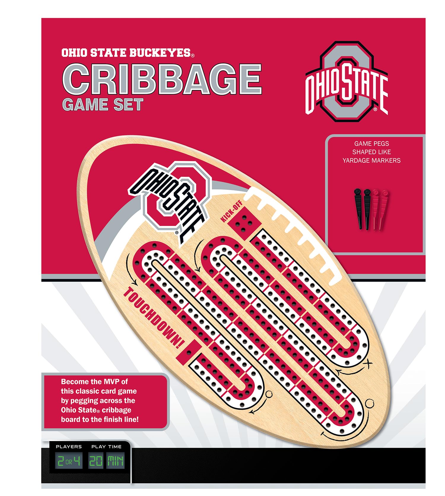 Masterpieces Officially Licensed NCAA Ohio State Buckeyes Wooden Cribbage Game for Adults