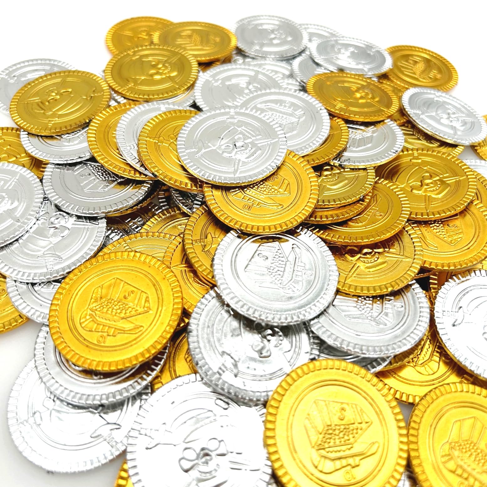 Piraten munten/geld - kunststof - 100x gouden munten - Verkleed speelgoed | Fun en Feest