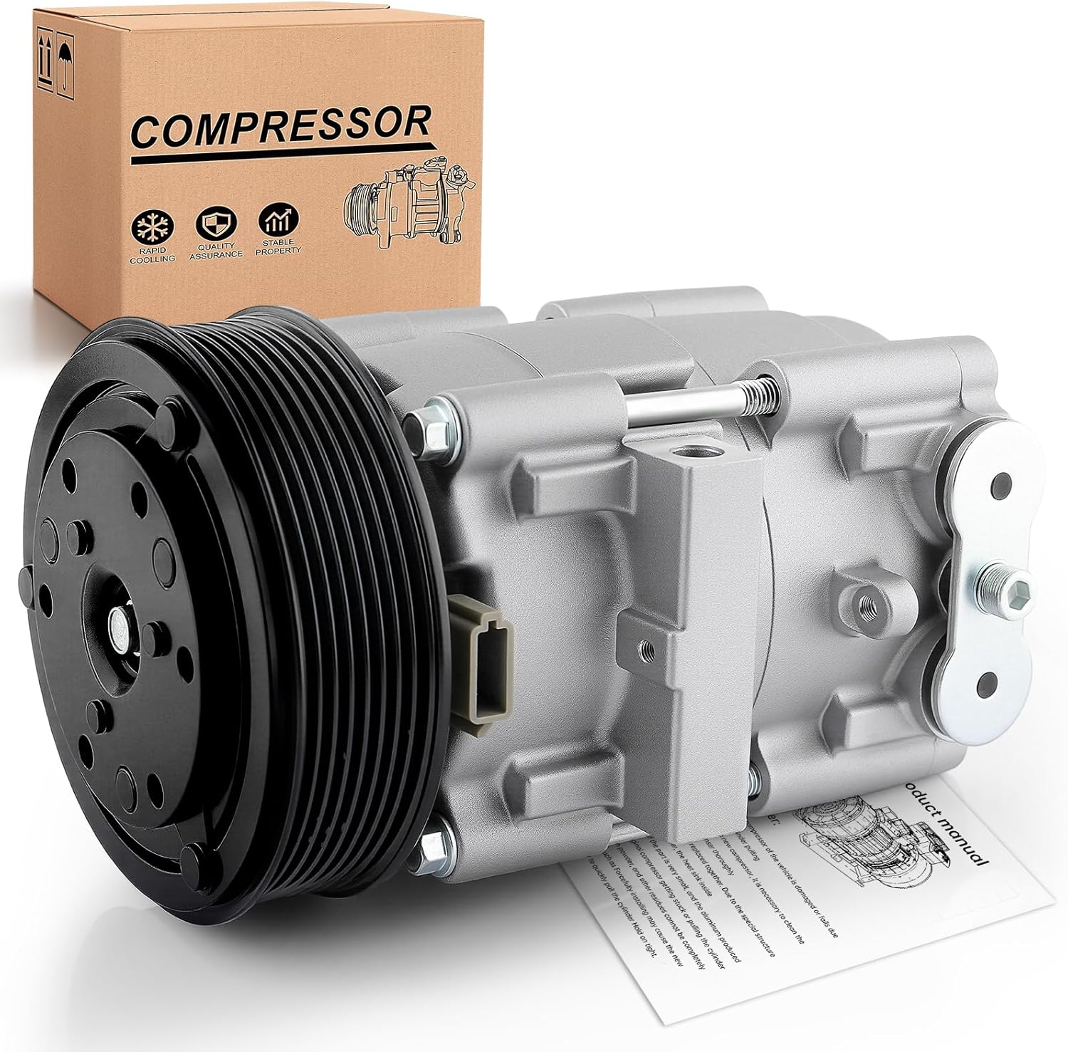 Air Conditioner AC Compressor Fit for Ford Contour (1995-2000), Escape (2001-2007), Mystique, for Mercury Cougar Mariner, for Mazda Tribute (2001-2006). Replace 4L3Z19703BA, 88919227