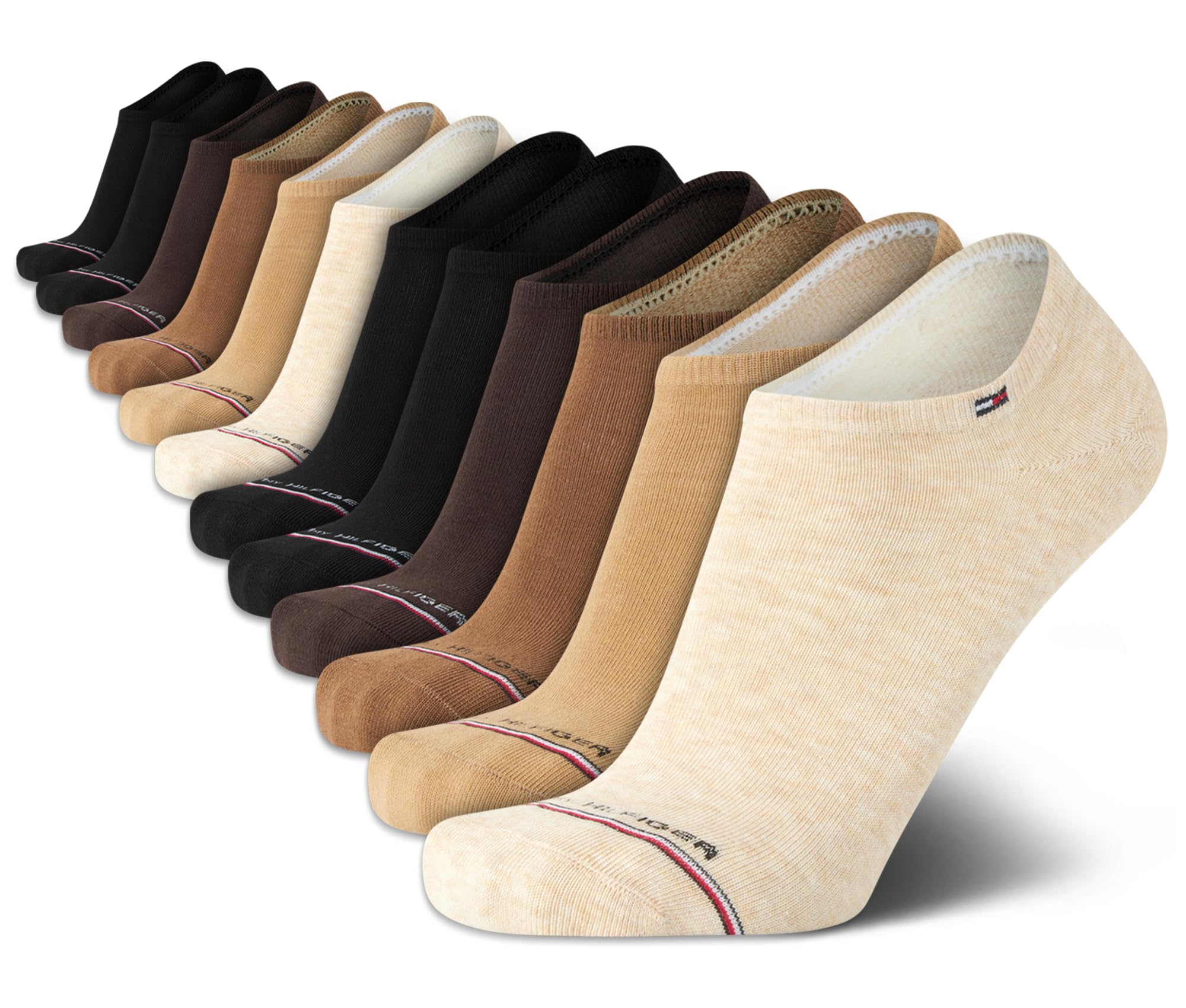 Tommy Hilfiger Calcetines deportivos para hombre, calcetines acolchados invisibles (paquete de 12)