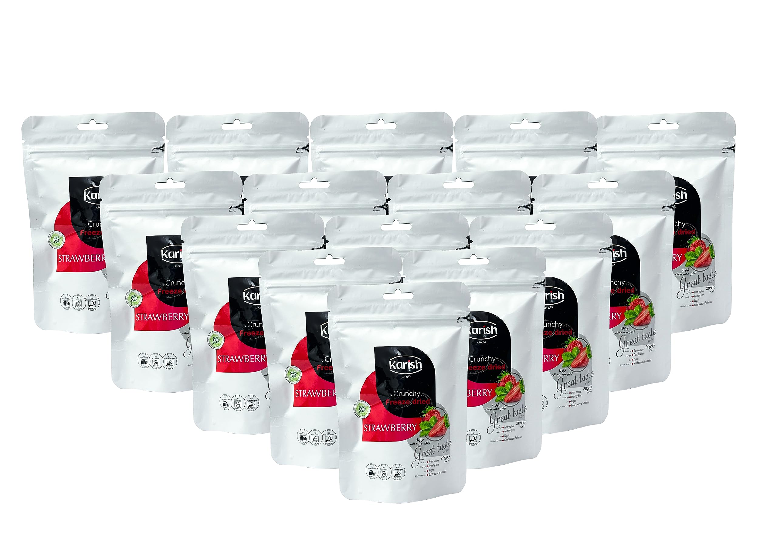 KarishCrunchy Bites Freeze Dried Fruits | Frozen Fruits | Great Go-To Snack (20 g x Pack of 15, Strawberry)