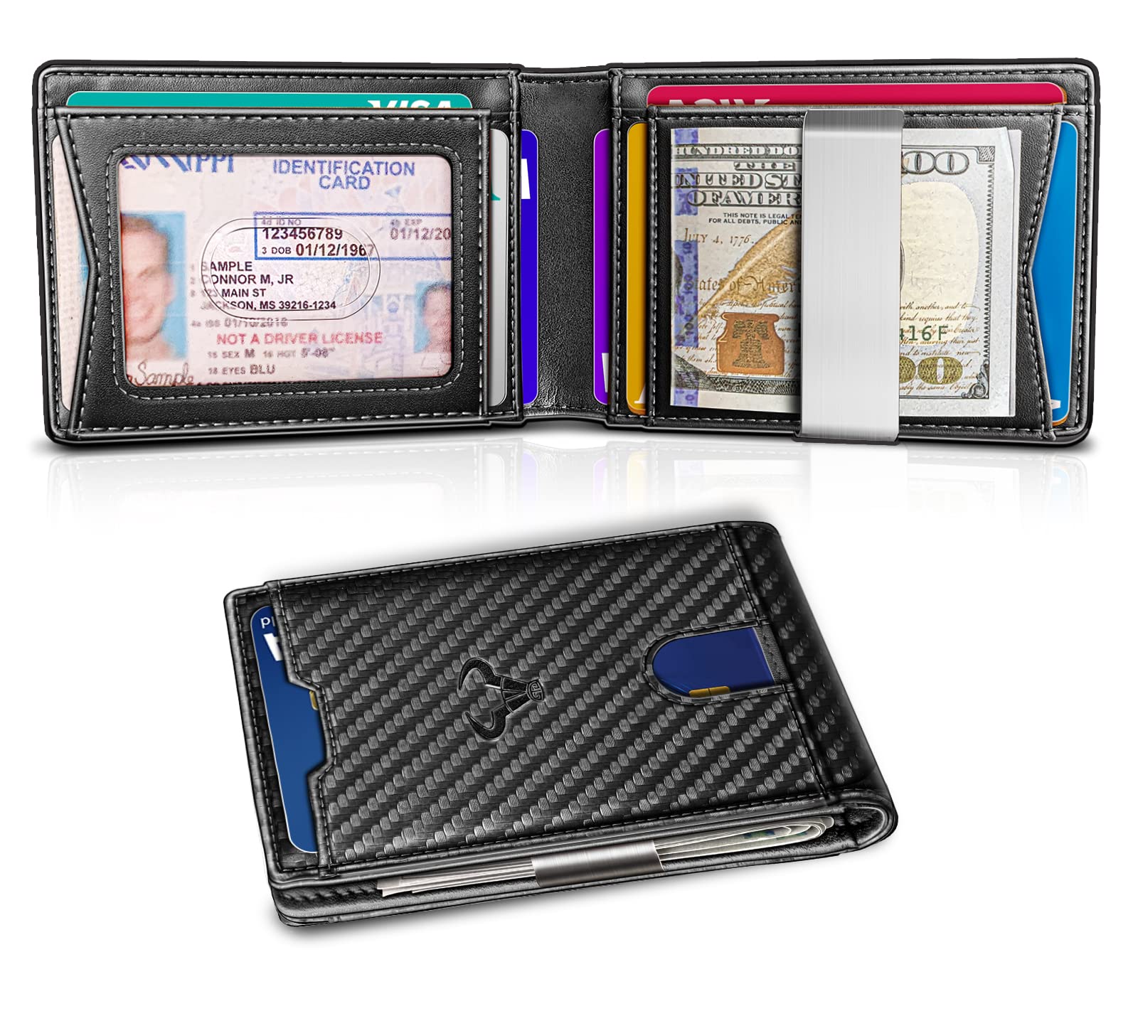 BULLIANT Men Wallet, Slim Leather Wallet Money Clip for Gift Men 3