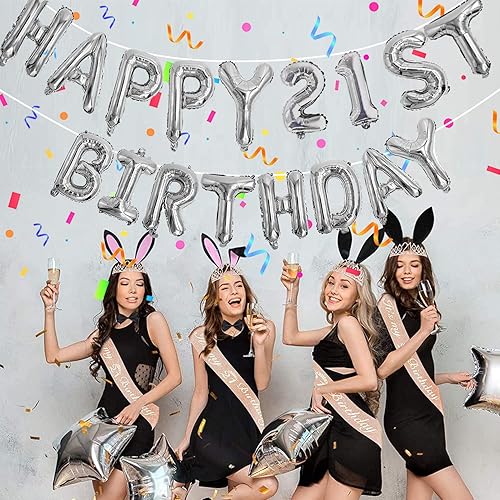 Vista 25 de 76pcs Happy Birthday Balloon Banner, Rose Gold Balloons Letters, Personalized 16" Mylar Foil Birthday Decorations include 2 Sets A- Z, 1 set Number