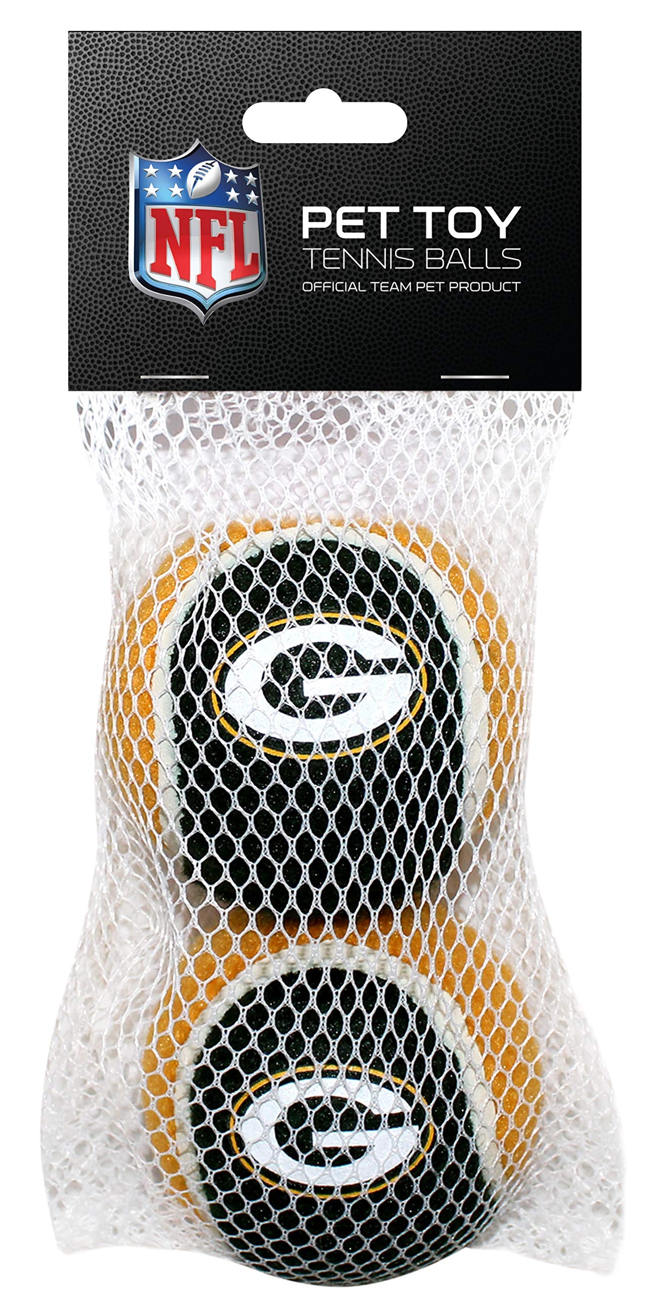 Pets First NFL GREEN BAY PACKERS TENNIS BALLS for DOGS & CATS - 2 piece set with Team Logo in Vibrant Team Color