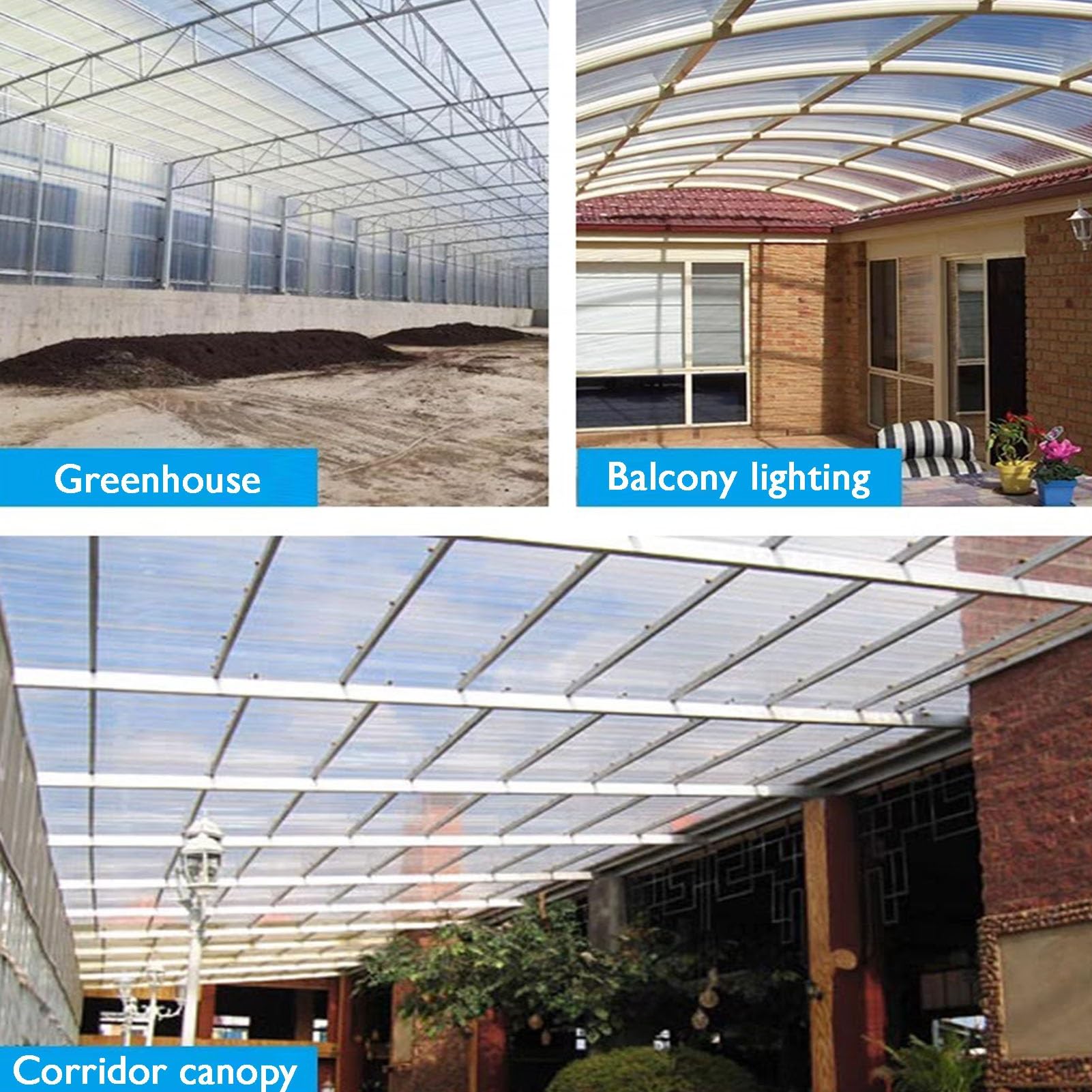 Canopy Garage Shed Panels Laminas Plastico Resistente al Frío Tejas Translúcidas para Tejados Terraza Taller(4pieces,0.9x0.5m/2.95x1.64ft)