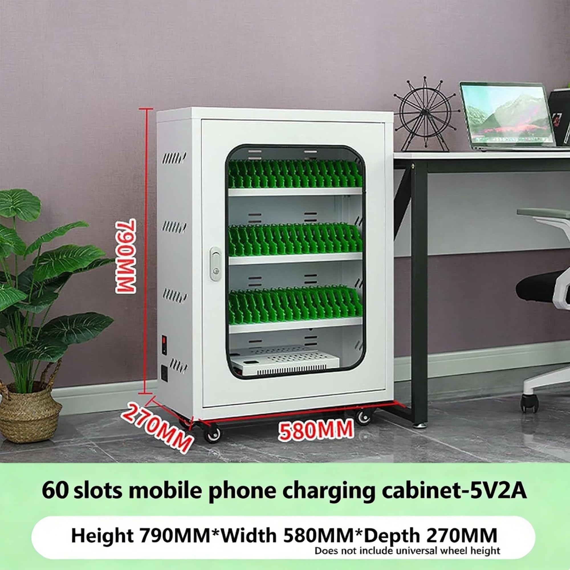 Szafka na telefon komórkowy z możliwością ładowania, stacja ładująca USB do telefonu komórkowego do przechowywania telefonu komórkowego z 20 portami i 60 portami (biały, 60 gniazd)