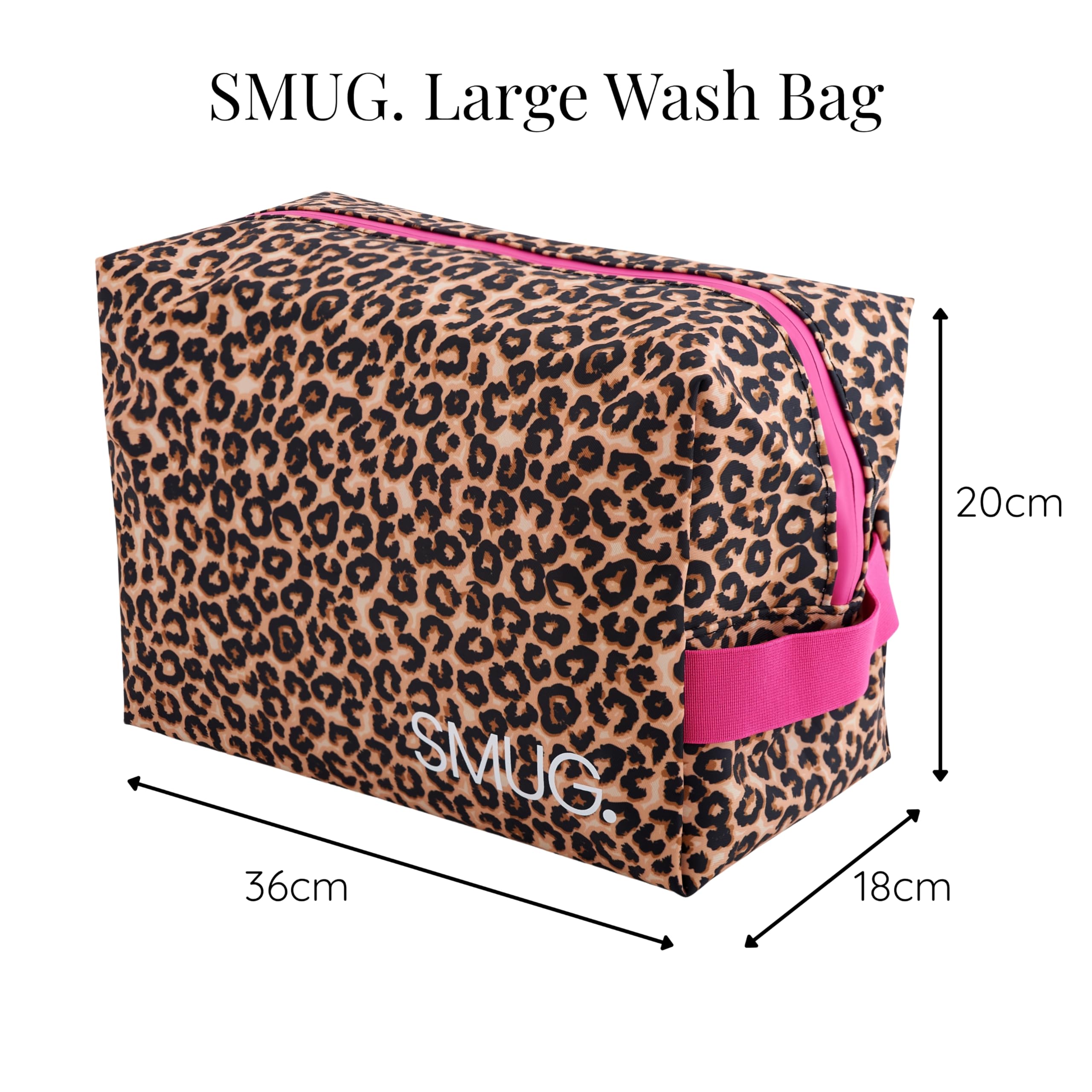 SMUG Wash Bag | Waterproof Travel Toiletry Bags for Travelling, Gym, Shower, Shaving, Toiletries, Cosmetics & Makeup Bag | Large Washbag for Men & Women | Stylish, Spacious & Easy to Clean | Leopard — view 3