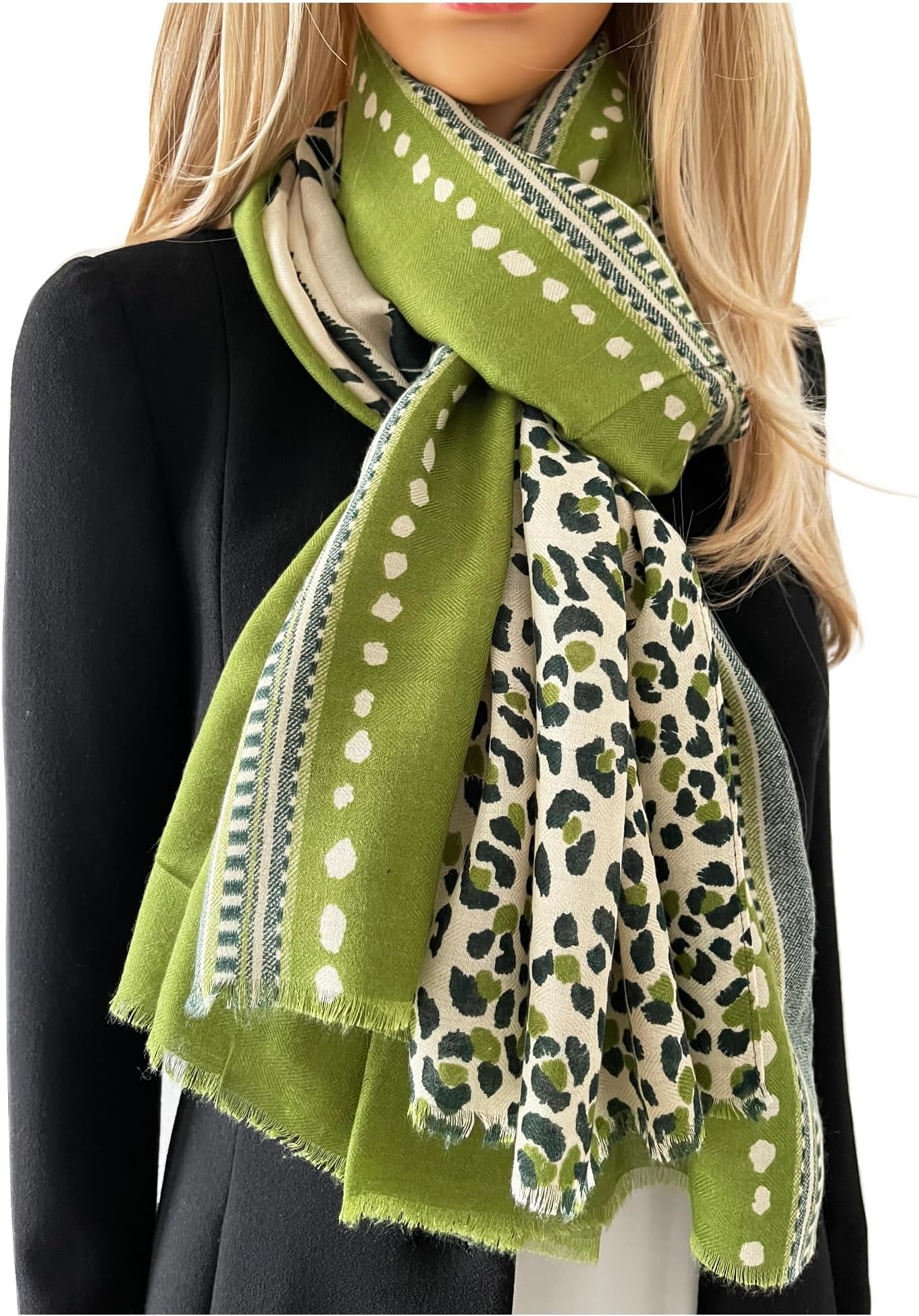 Ladies Large Leopard Print Scarf for Women, Animal Print Scarves, Long Neck Scarf, Designer Shawl Wrap Tiger Zebra, Mustard Yellow Green Pink