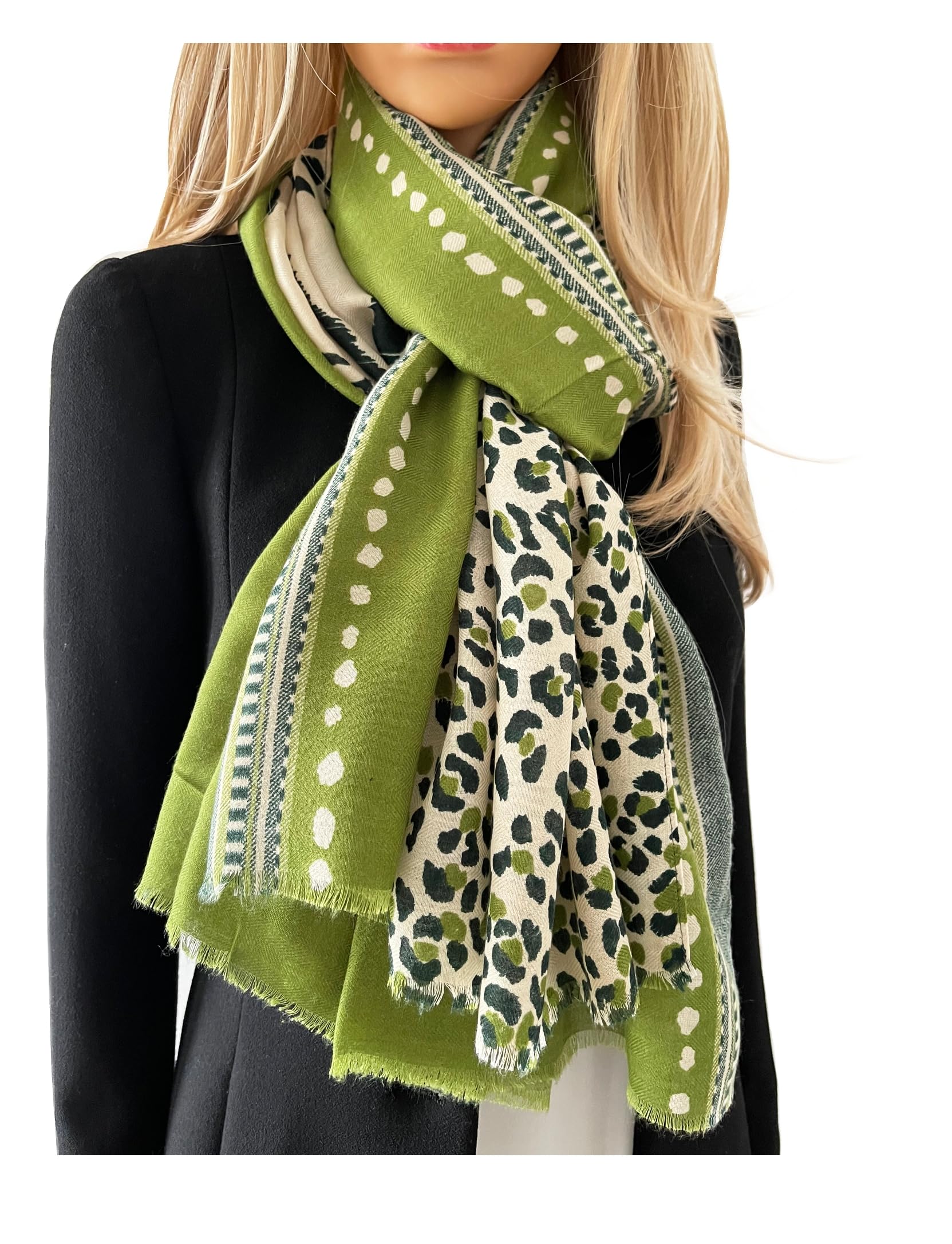 Ladies Large Leopard Print Scarf for Women, Animal Print Scarves, Long Neck Scarf, Designer Shawl Wrap Tiger Zebra, Mustard Yellow Green Pink