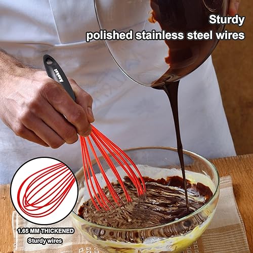 Miniatura 8 de Anaeat Juego de 4 batidores de cocina de silicona, perfectos para utensilios de cocina antiadherentes, batidora de leche y huevos para batir,