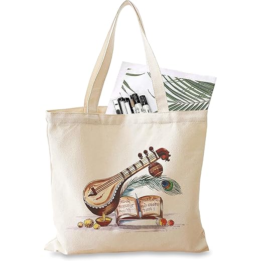 Darkbuck Saraswati Veena Tote Bag