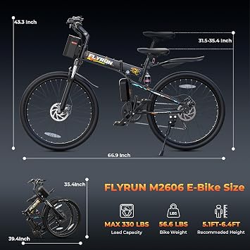 Electric Bike - Peak 750W 26 Folding Ebike, Commuter Ebicycle Mountain Bike with 48V Long Range Battery, Up to 20MPH 50+ Miles, Dual disc Brakes & Dual Hydraulic Suspension,UL Certificated