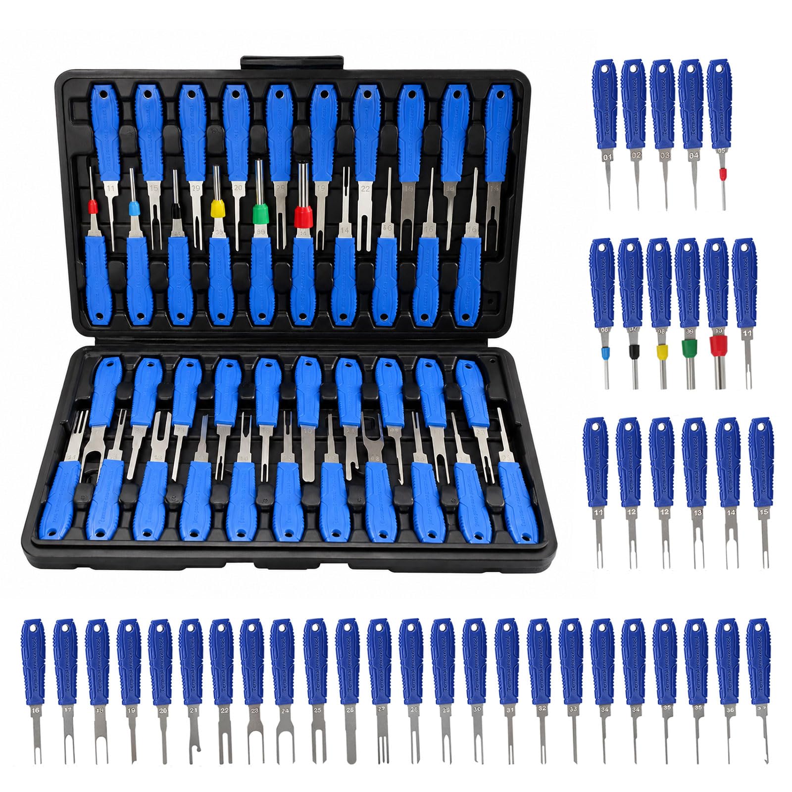 41 Piece Terminal Removal Tool Kit with Blow Moulded Case – Universal Car Connector Extractor & Pin Removal Pliers for Auto, Computer & Household Electronics
