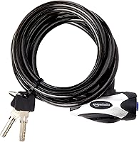 Amazon Basics 6ft Bike Cable Lock with Key - Durable 8mm Steel, Weather-Resistant, Easy No-Key Lock, Black
