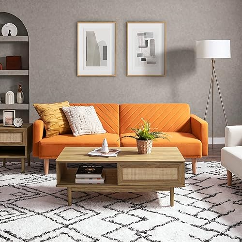 Miniatura 84 de mopio - Sofá cama futón, de 76.8 pulgadas, sofá pequeño biplaza, moderno de mediados de siglo, sofás para sala de estar (terciopelo rosa viejo) 1 -