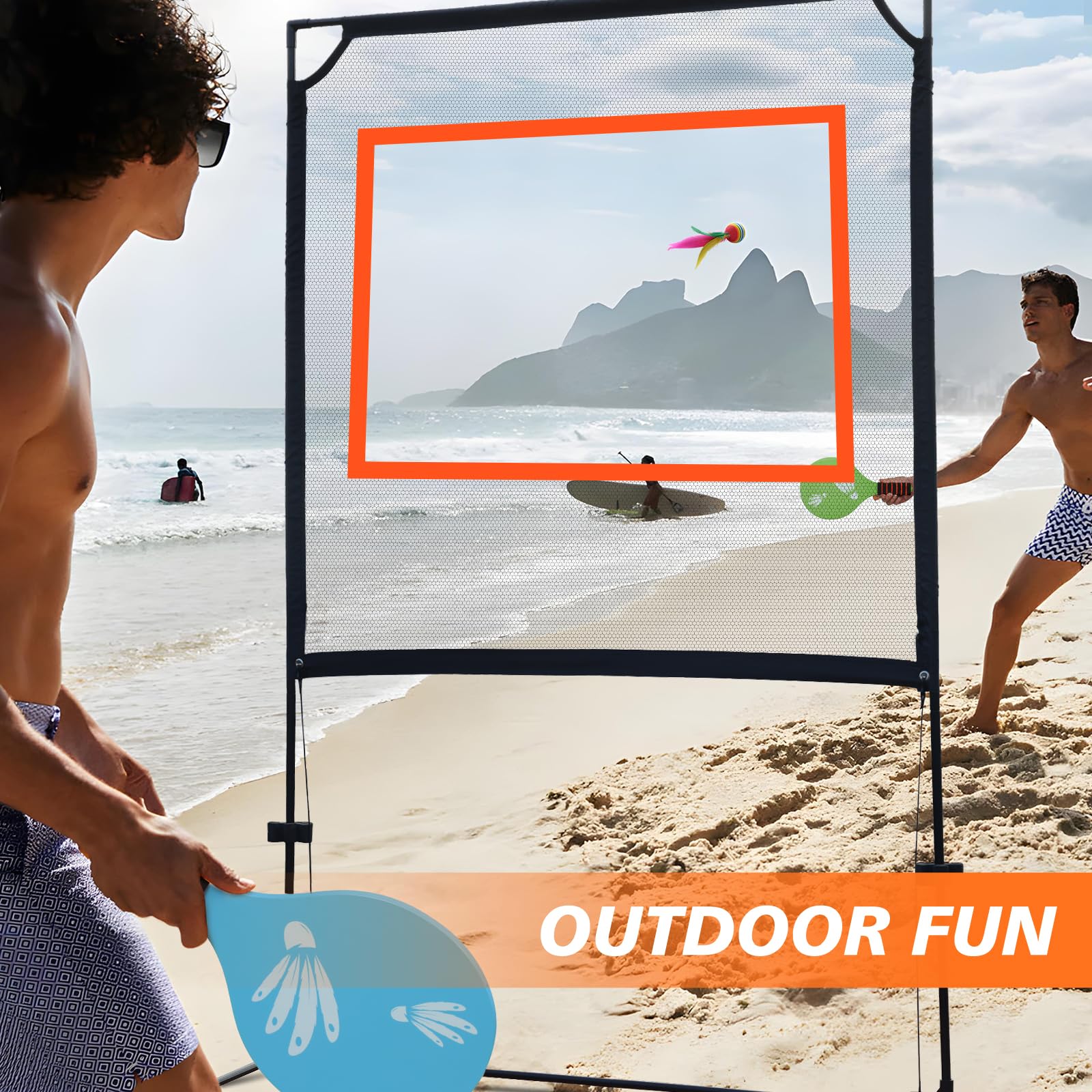 Similaire au Badminton, au Pickleball et au Tennis avec Une Toute Nouvelle Approche - Intérieur et Extérieur Sport Jeu de Filet avec Cadre, 2 Raquettes