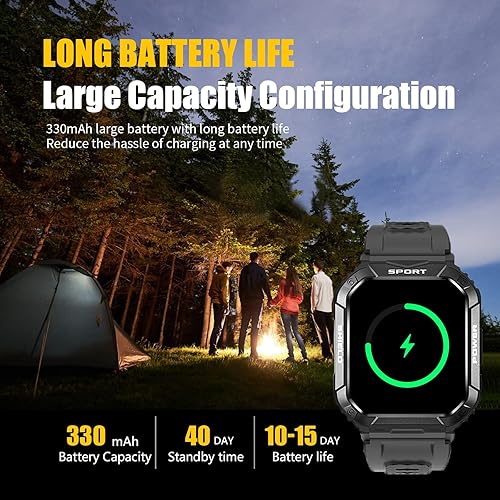 Miniatura 6 de Relojes inteligentes para hombre reloj de fitness impermeable de 183 pulgadas reloj inteligente con llamada Bluetooth para teléfonos Android iOS con