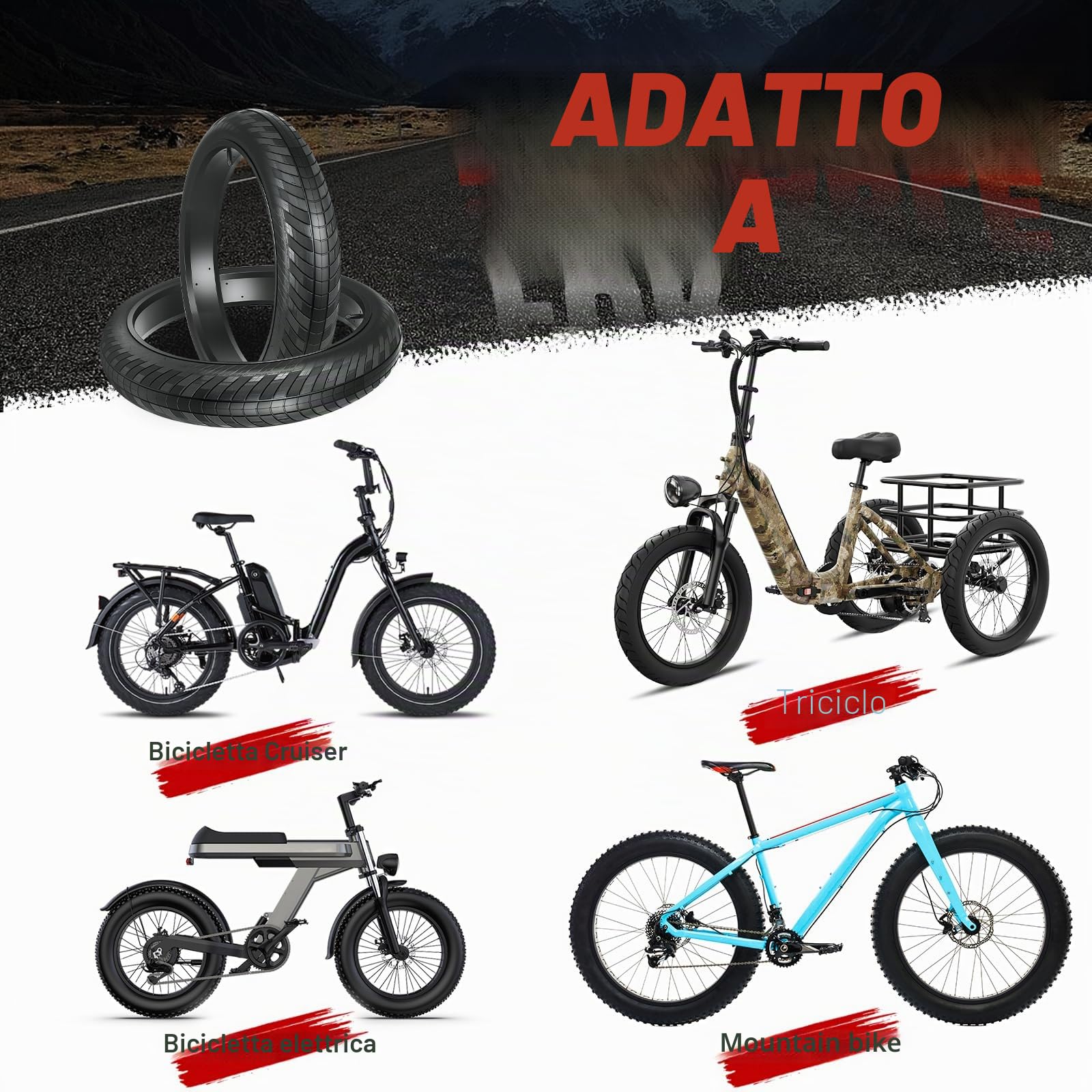 ZUKKA Pneumatico per bicicletta, Fat Tire 20/24/26 x 3,0 pollici, per e-bike, mountain bike, mountain bike, Heavy Duty ad alte prestazioni, resistente all'usura, per e-bike, mountain