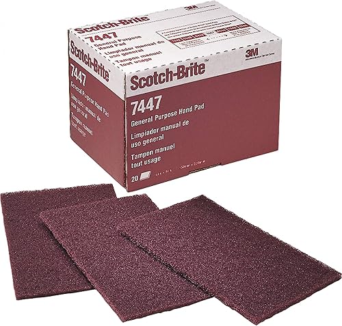 6" x 9" 3M 07447 Scotch-Brite Maroon General Purpose Hand Pads (1-Pack of 20 Pads)