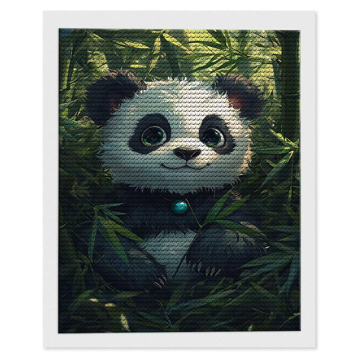 Obraz diamentowy dla dorosłych, las bambusowy, panda, obraz diamentowy 5D, obraz "zrób to sam", zestaw do salonu, sypialni, dekoracja ścienna, prezent na Boże Narodzenie, 80 x 120 cm, M-1107