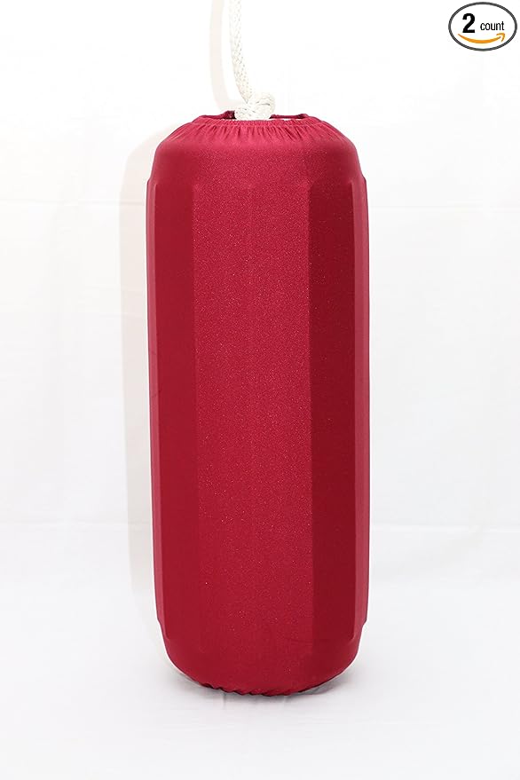 Boat Fender Cover (2 per pkg) Fits Taylor Made #2 (8"x 20") Center Rope Tube Marine Fender by Kansas Creations (Red)